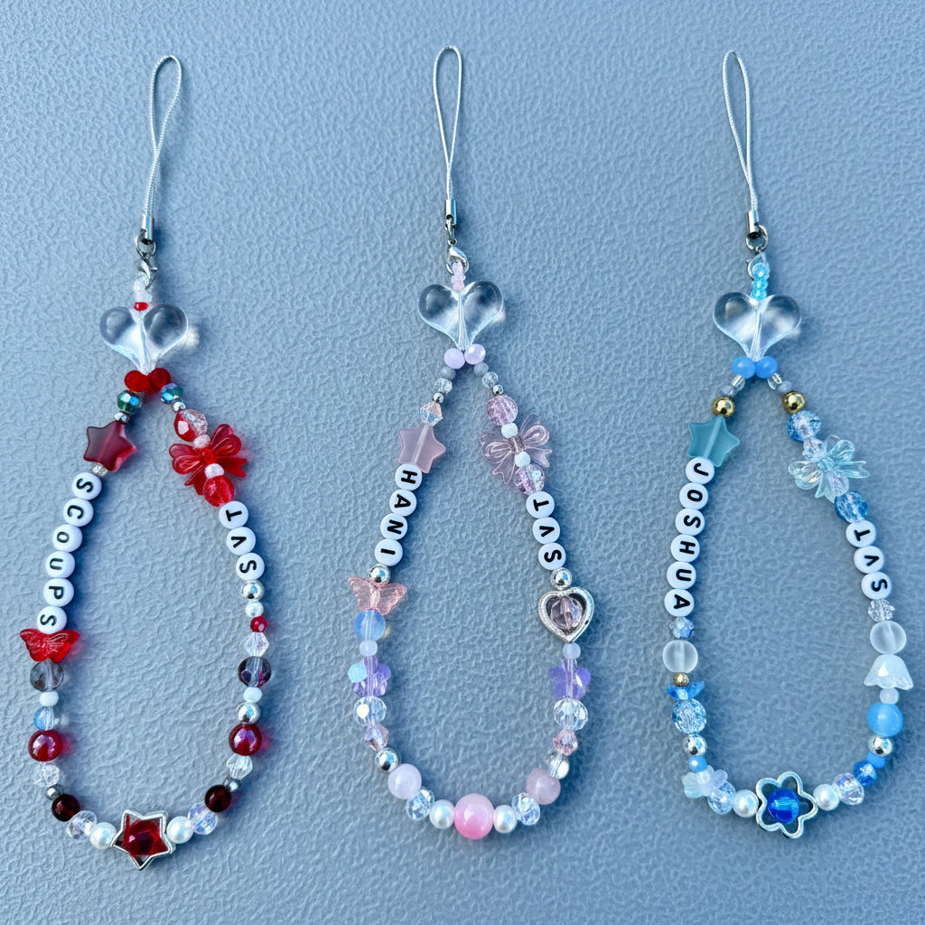 Kpop Bias Beaded Phone Charm lightstick charm, [Custom Name Keychain]