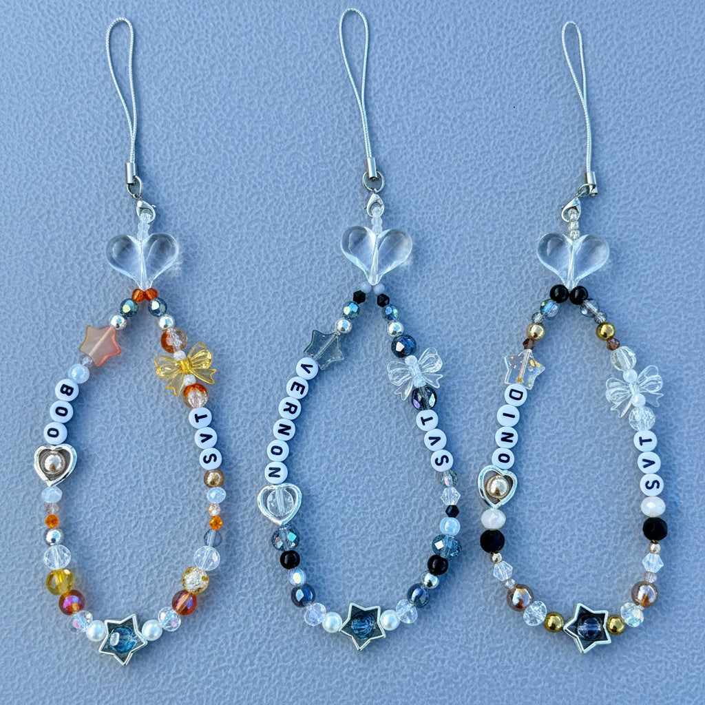 Kpop Bias Beaded Phone Charm lightstick charm, [Custom Name Keychain]