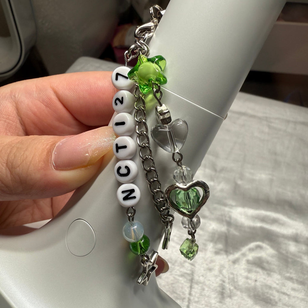 NCT 127, U, Wish, Dream, WayV light stick/ phone charm/ keychain - green/white