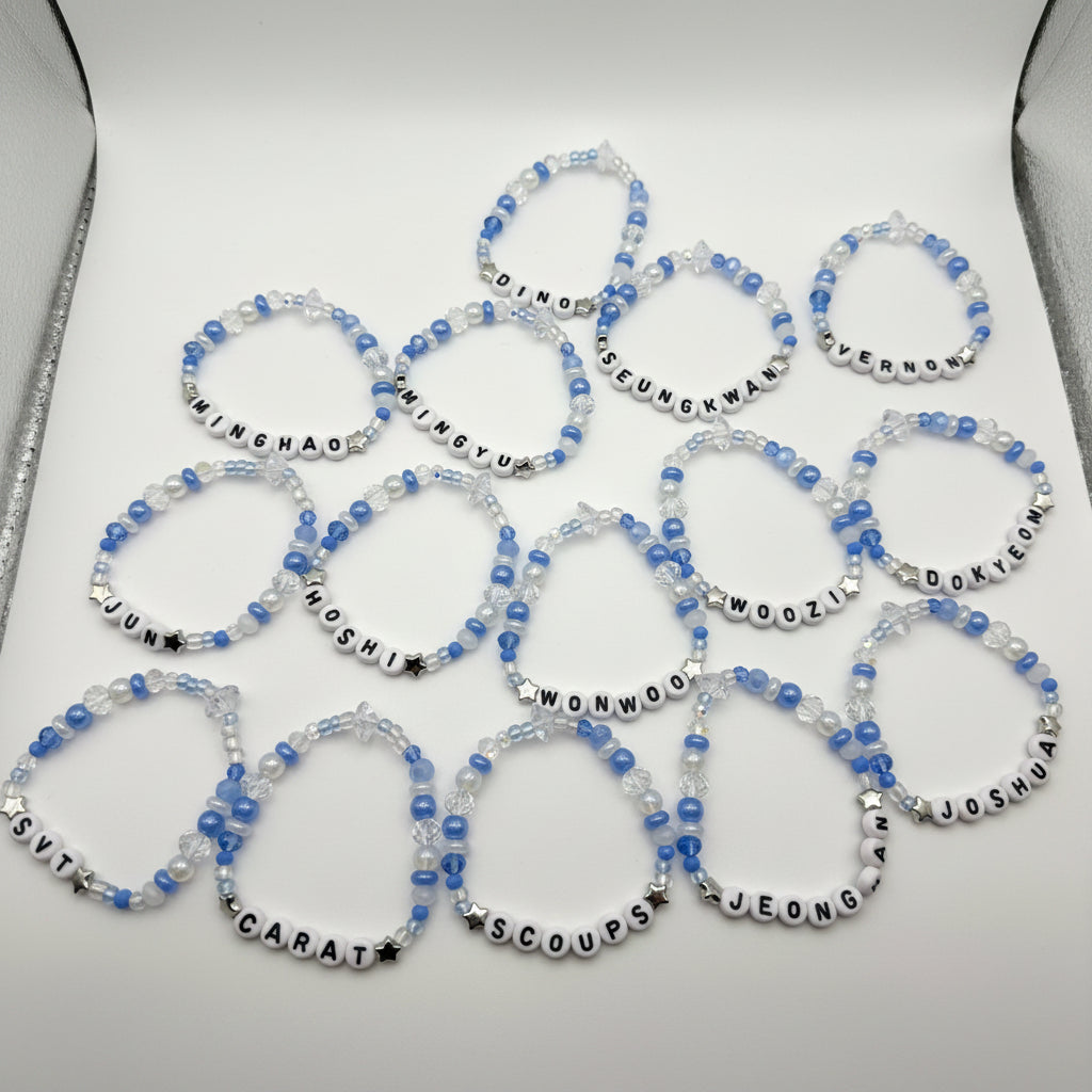 Seventeen Tour Inspired Friendship Bracelet, Seed Bead Crystal Bracelet, Pink Blue