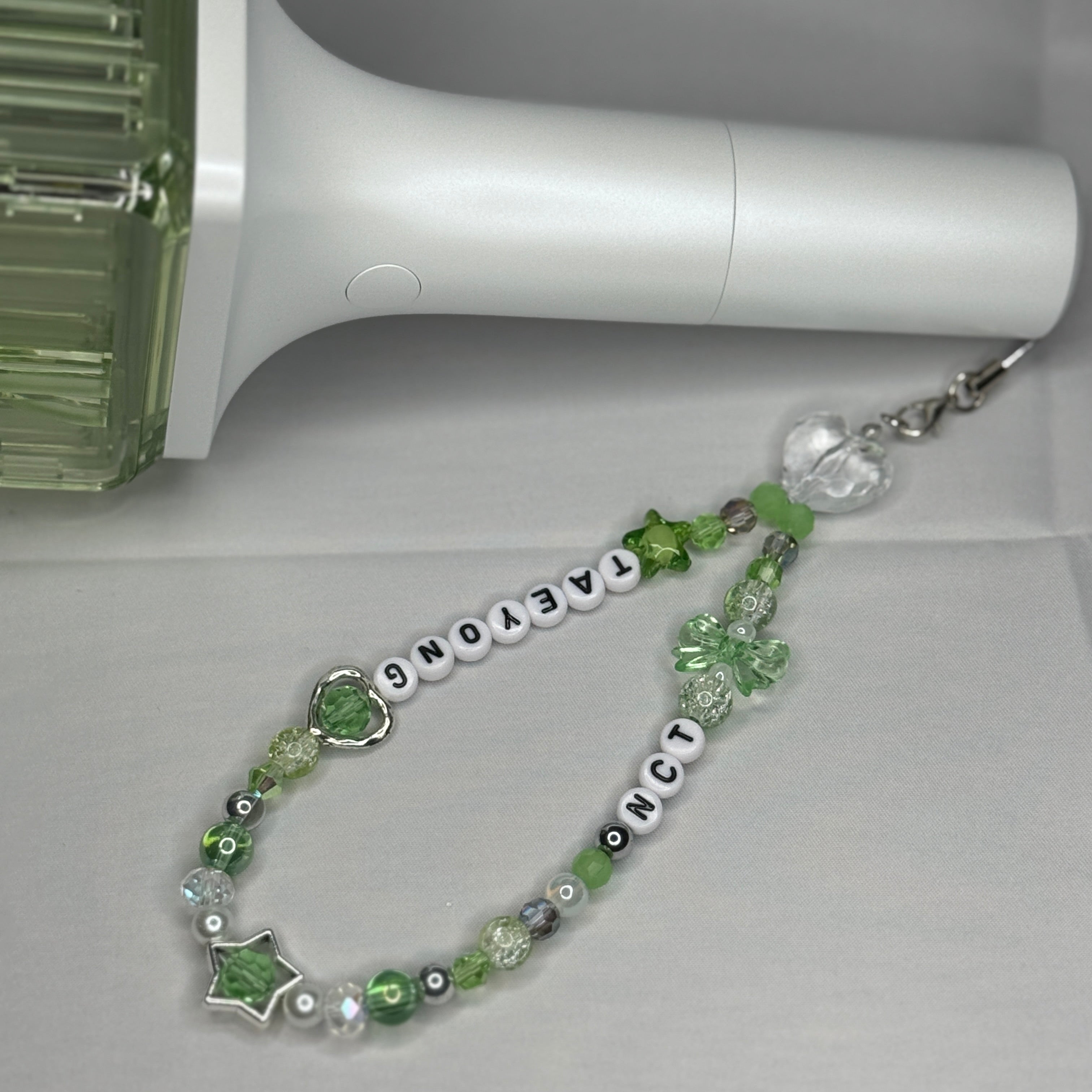 NCT 127, U, Wish, Dream, WayV light stick/ phone charm/ keychain - green/white