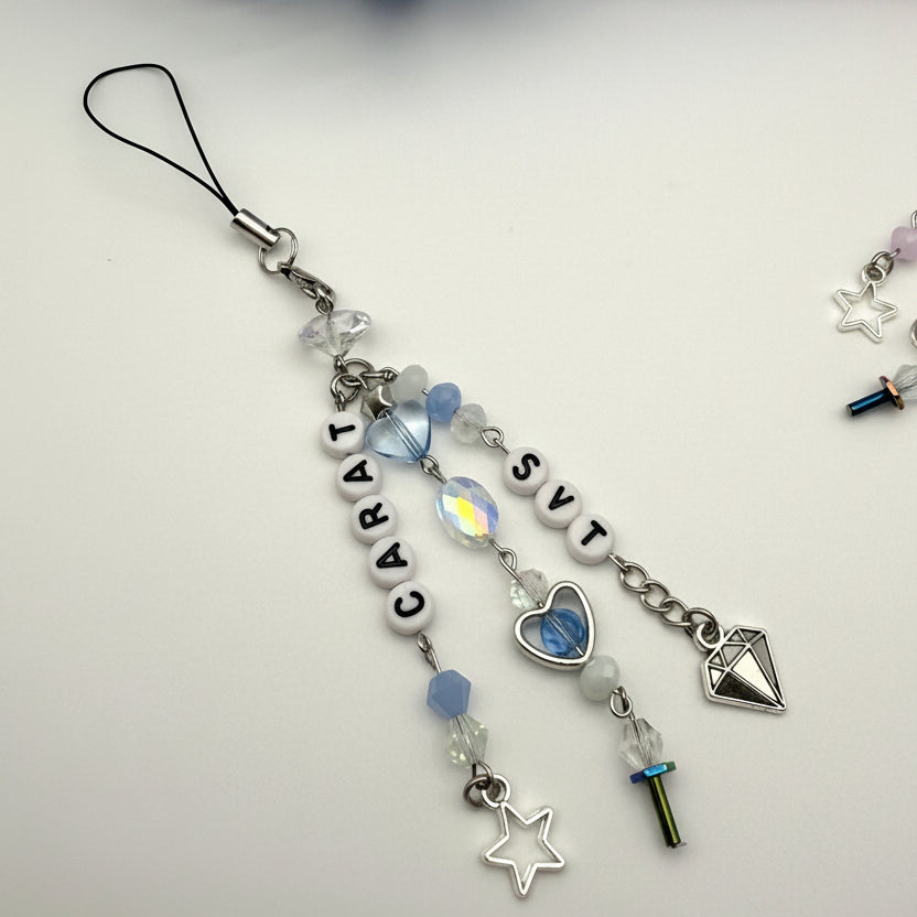 Seventeen Inspired phone charm keychain - pink/blue
