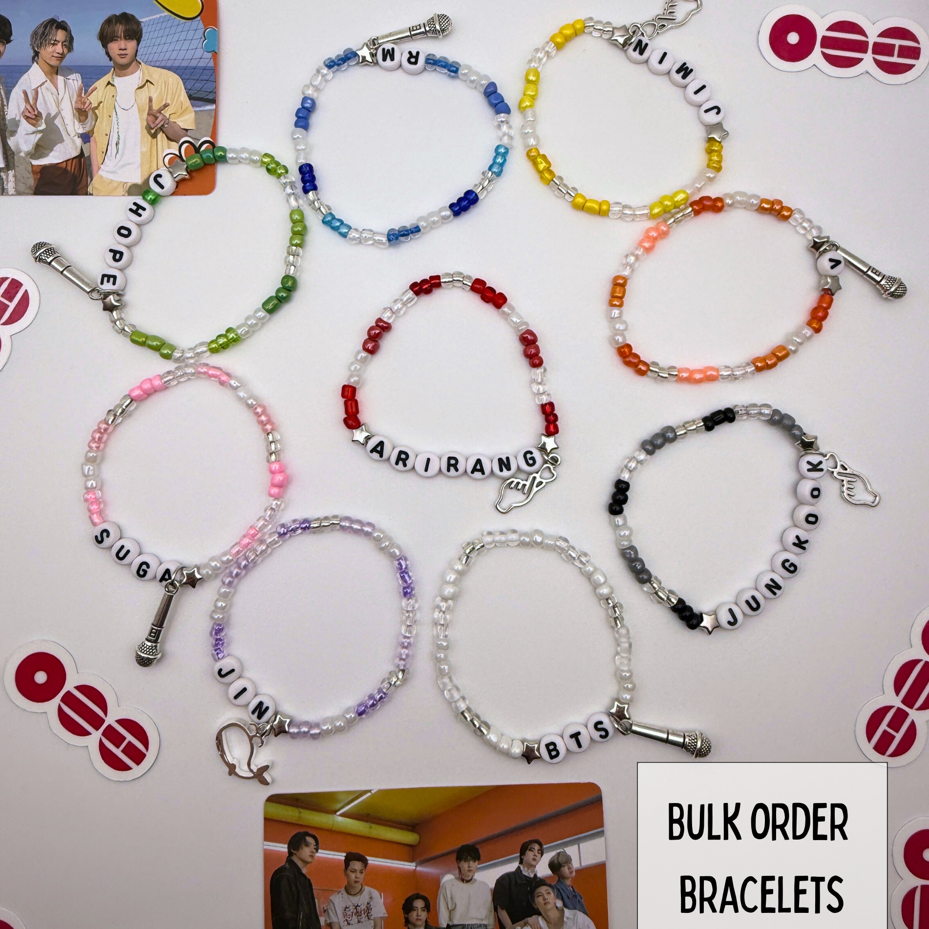 BTS Multicolor Custom Concert Elastic Bracelets Freebies- (Arirang themed), Bulk