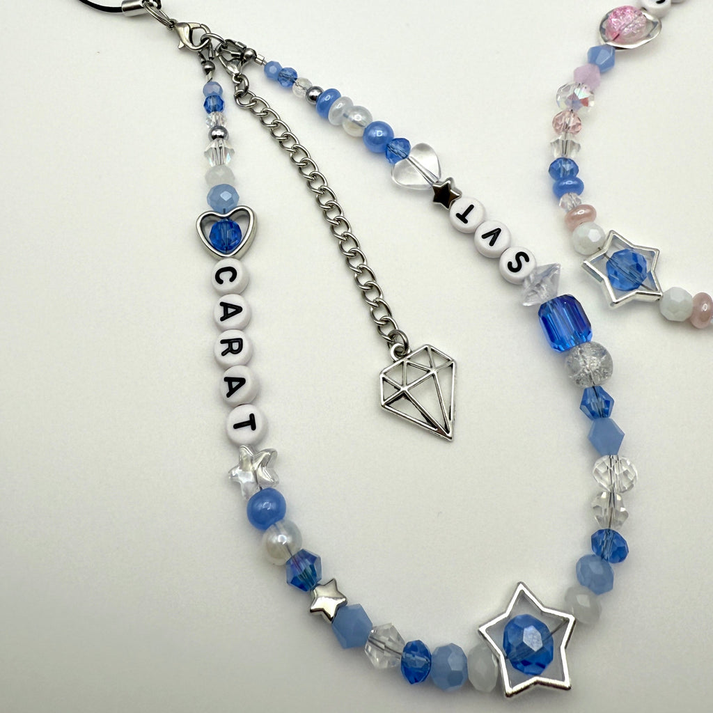 Seventeen Tour Inspired Wristlet Charm - Kpop Light Stick Keychain, Removable Diamond