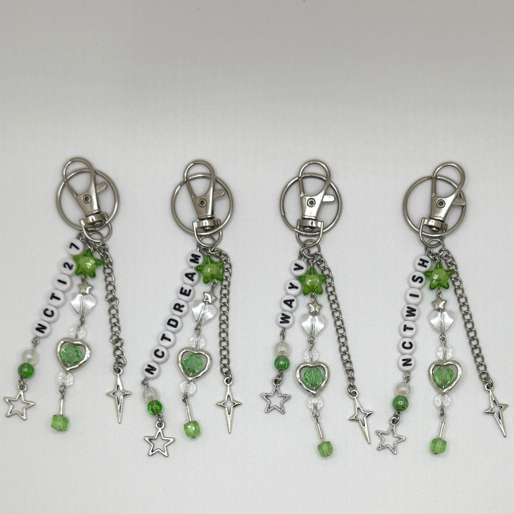 NCT 127, U, Wish, Dream, WayV light stick/ phone charm/ keychain - green/white