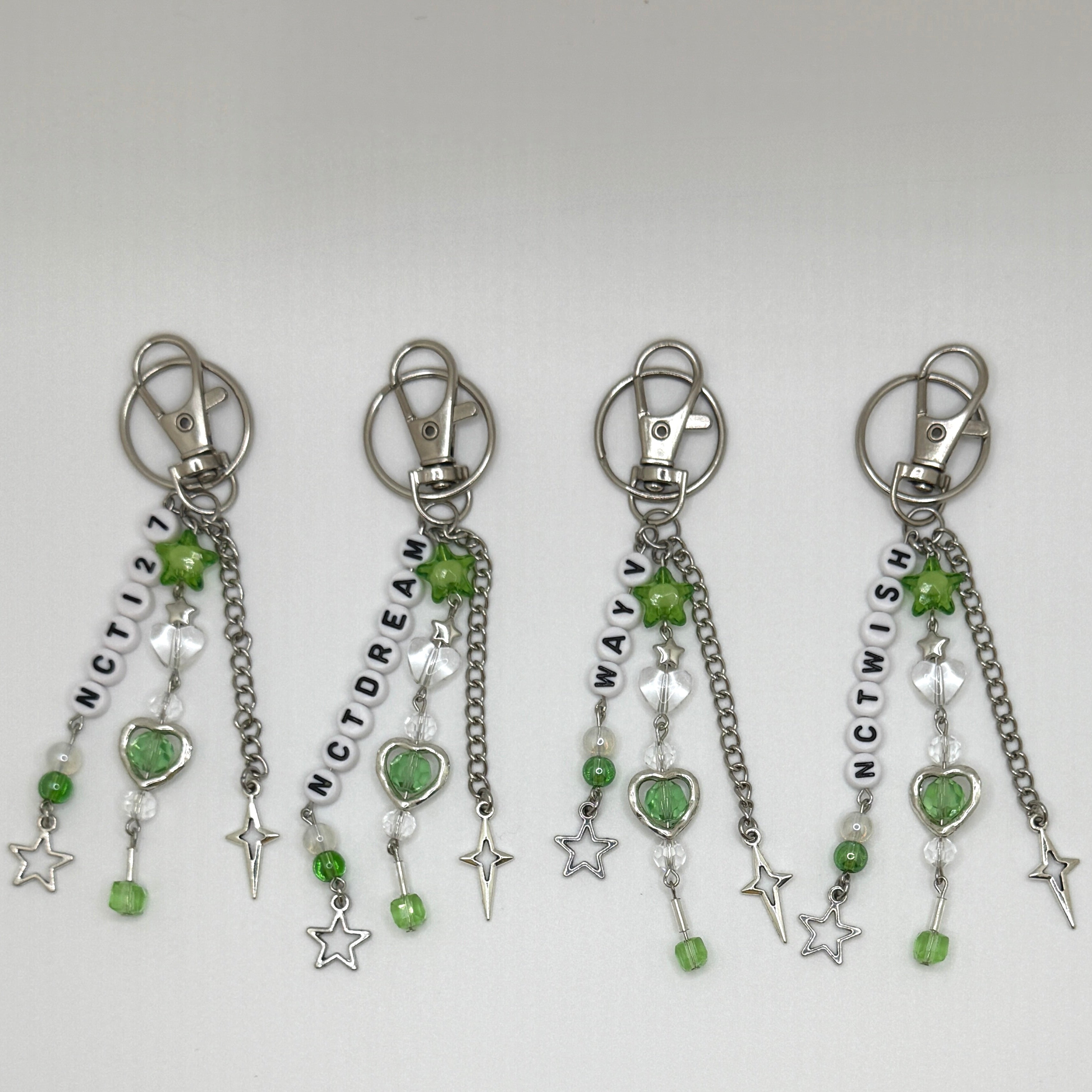NCT 127, U, Wish, Dream, WayV light stick/ phone charm/ keychain - green/white