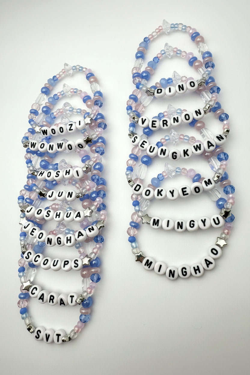 Seventeen Tour Inspired Friendship Bracelet, Seed Bead Crystal Bracelet, Pink Blue