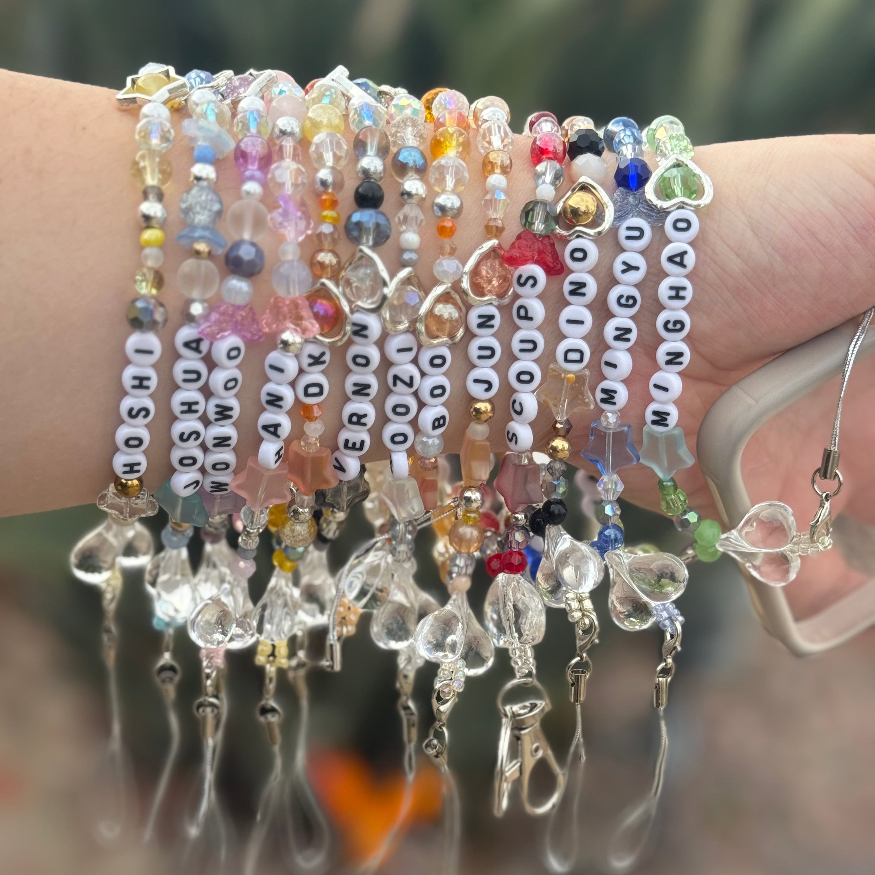 Kpop Bias Beaded Phone Charm lightstick charm, [Custom Name Keychain]