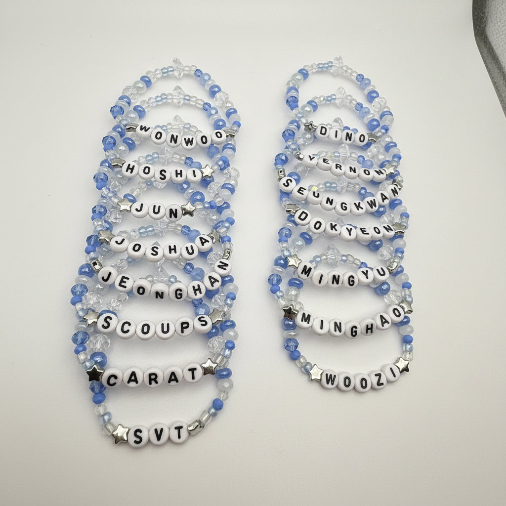 Seventeen Tour Inspired Friendship Bracelet, Seed Bead Crystal Bracelet, Pink Blue