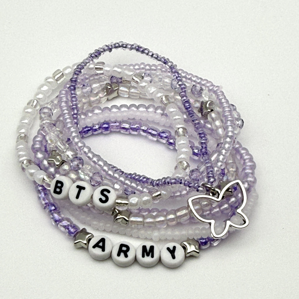 BTS Arirang Inspired Stack Seed Bead Elastic Bracelets (Army, Arirang Themed)
