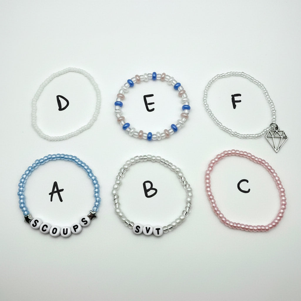 Seventeen Inspired Seed Bead Bracelet, Elastic Stack Friendship Bracelet