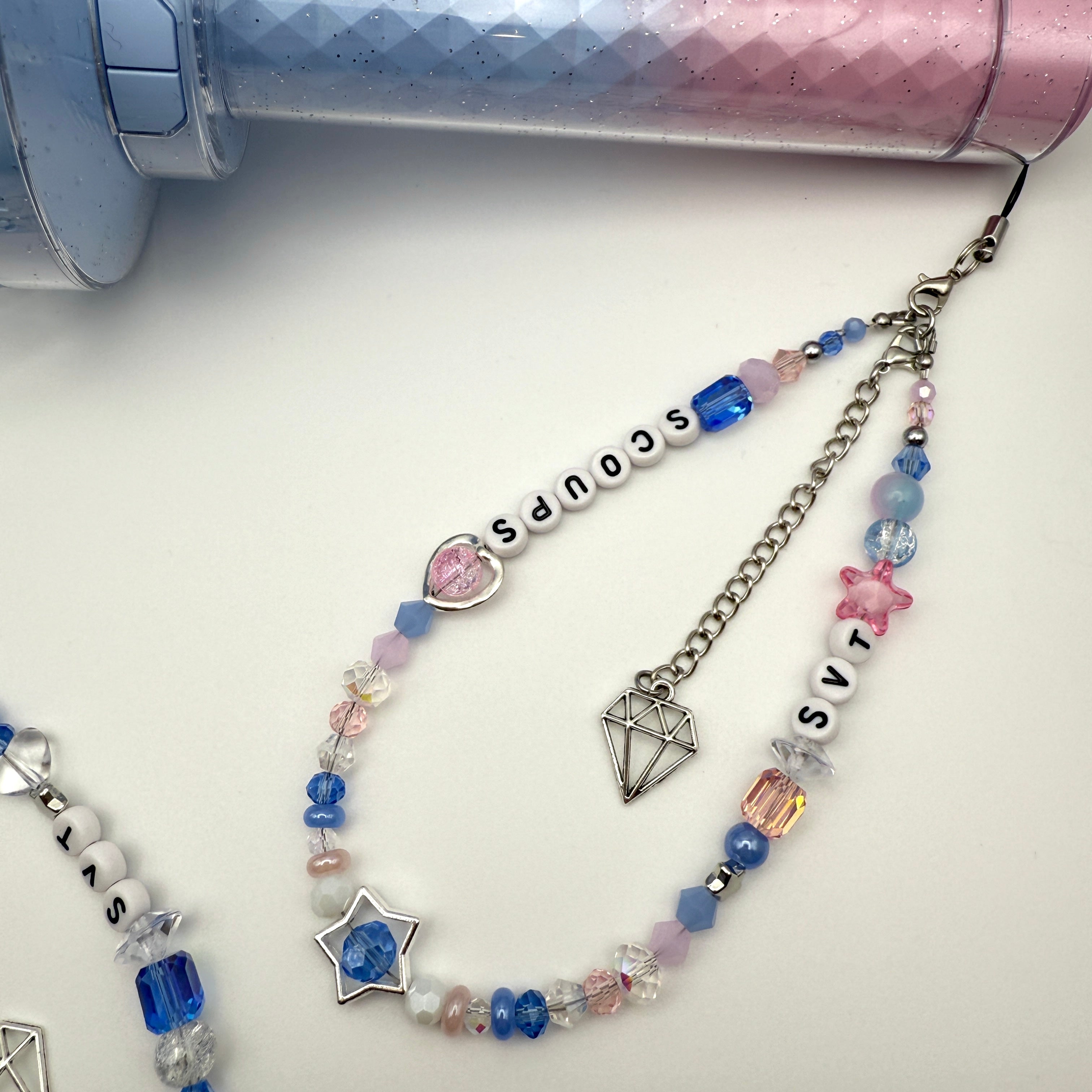 Seventeen Tour Inspired Wristlet Charm - Kpop Light Stick Keychain, Removable Diamond