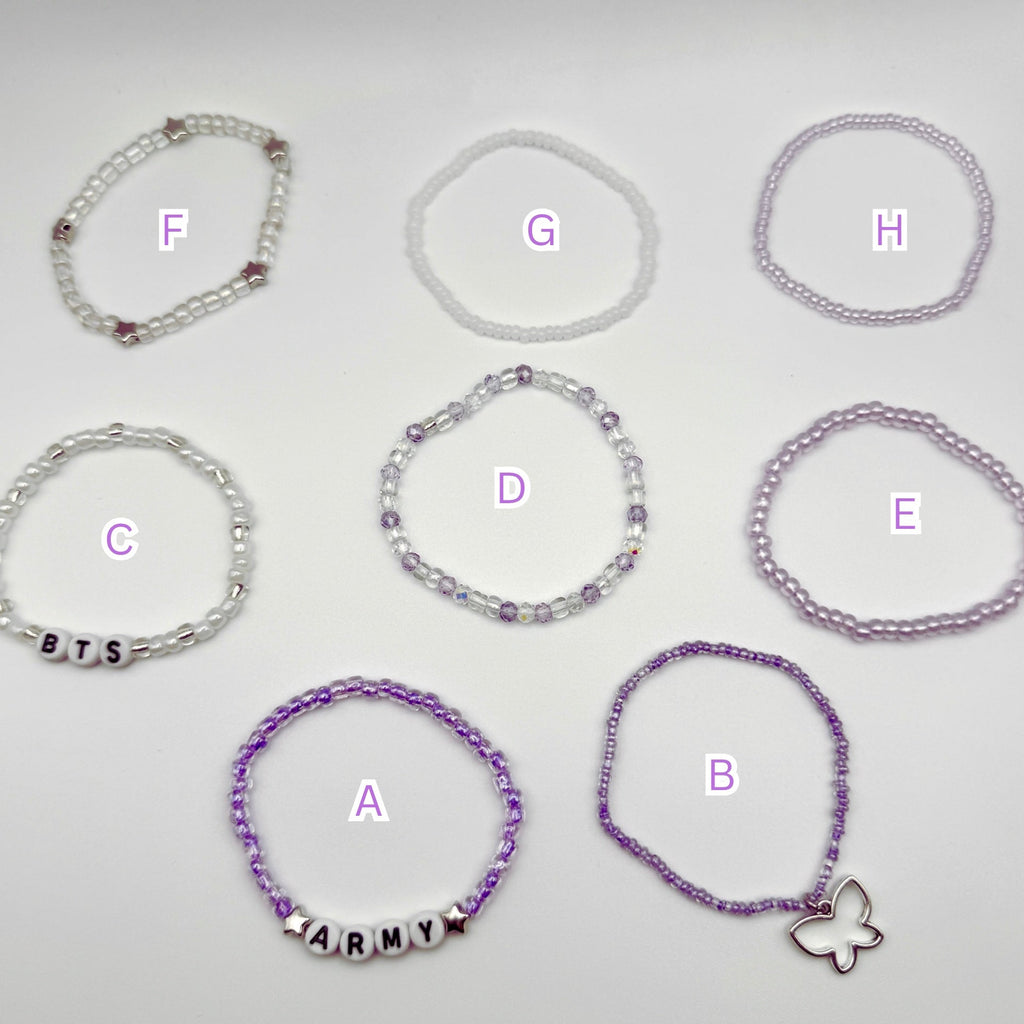 BTS Arirang Inspired Stack Seed Bead Elastic Bracelets (Army, Arirang Themed)