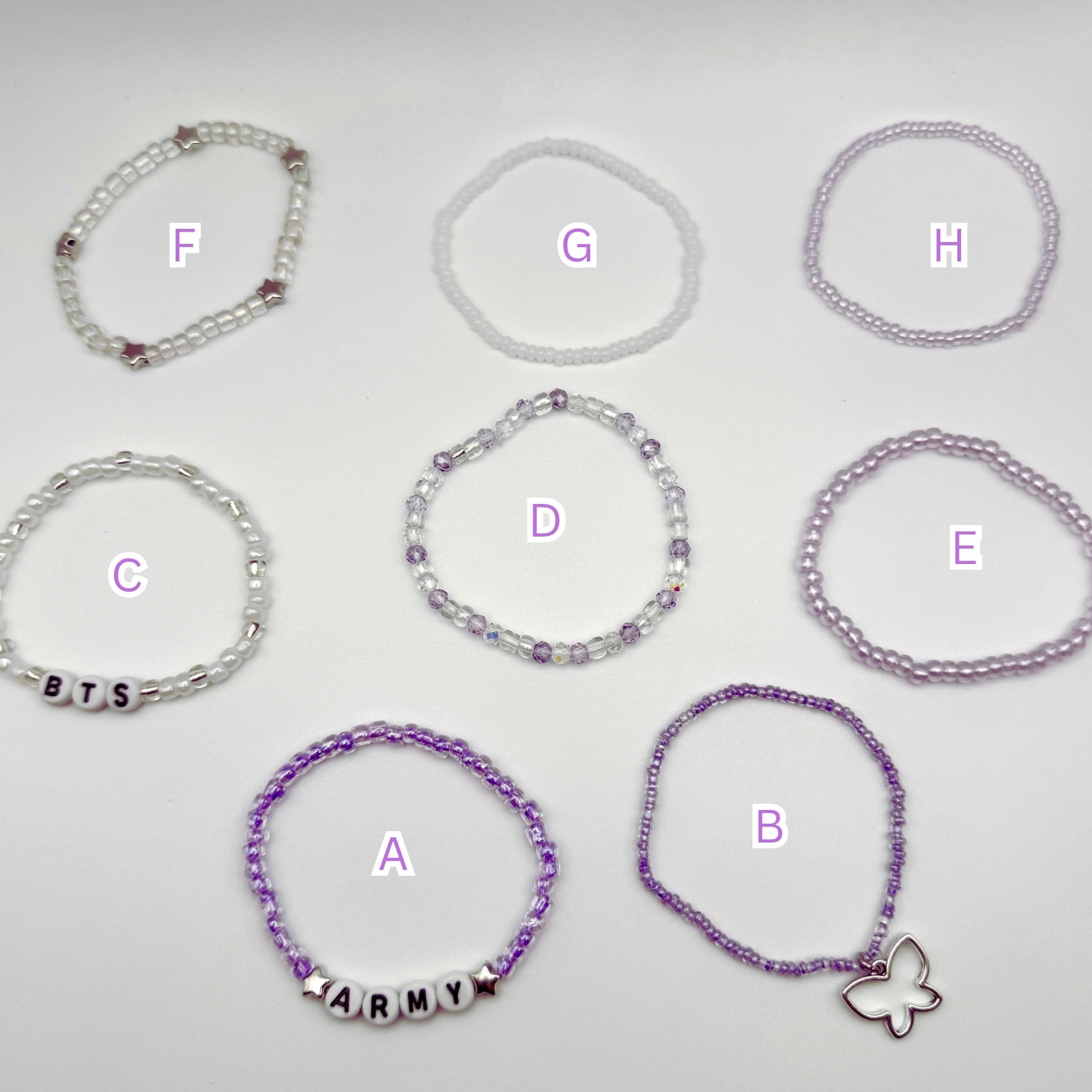 BTS Arirang Inspired Stack Seed Bead Elastic Bracelets (Army, Arirang Themed)