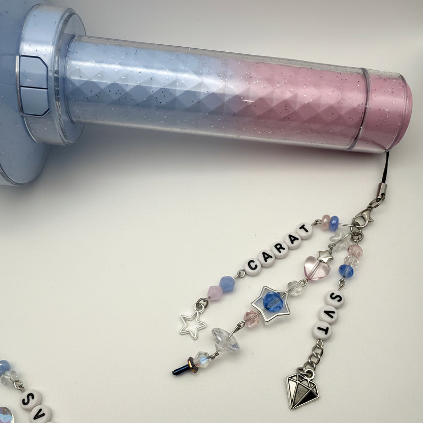 Seventeen Inspired phone charm keychain - pink/blue