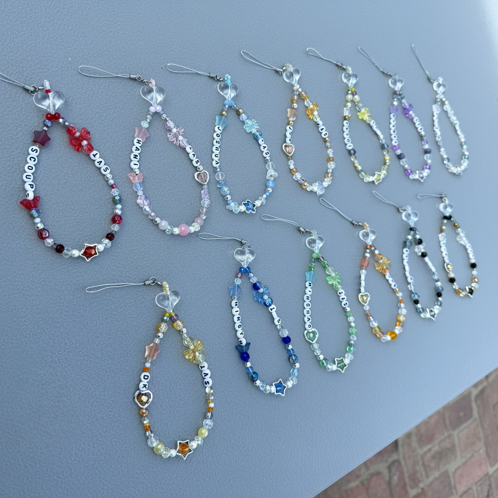 Kpop Bias Beaded Phone Charm lightstick charm, [Custom Name Keychain]