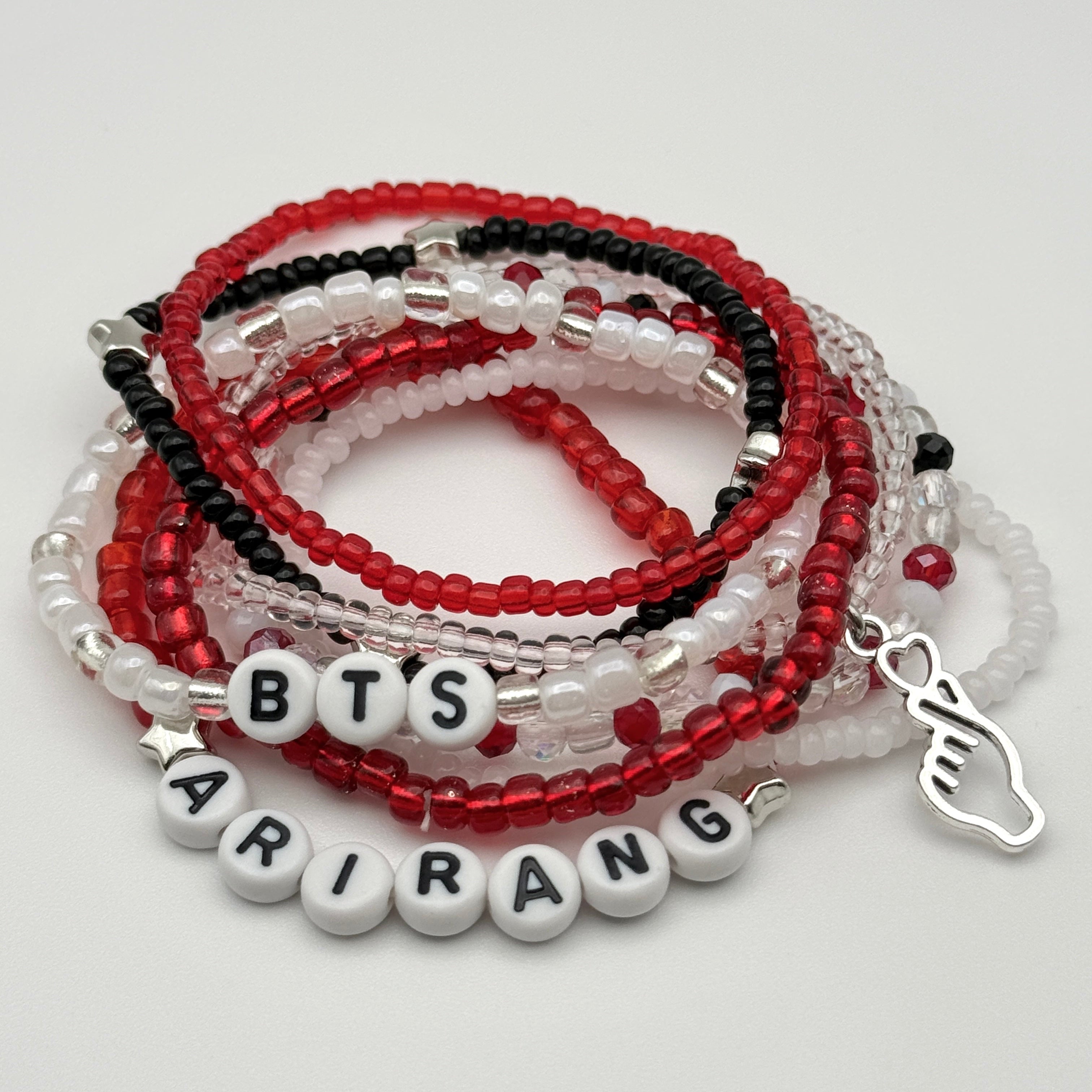 BTS Arirang Inspired Stack Seed Bead Elastic Bracelets (Army, Arirang Themed)