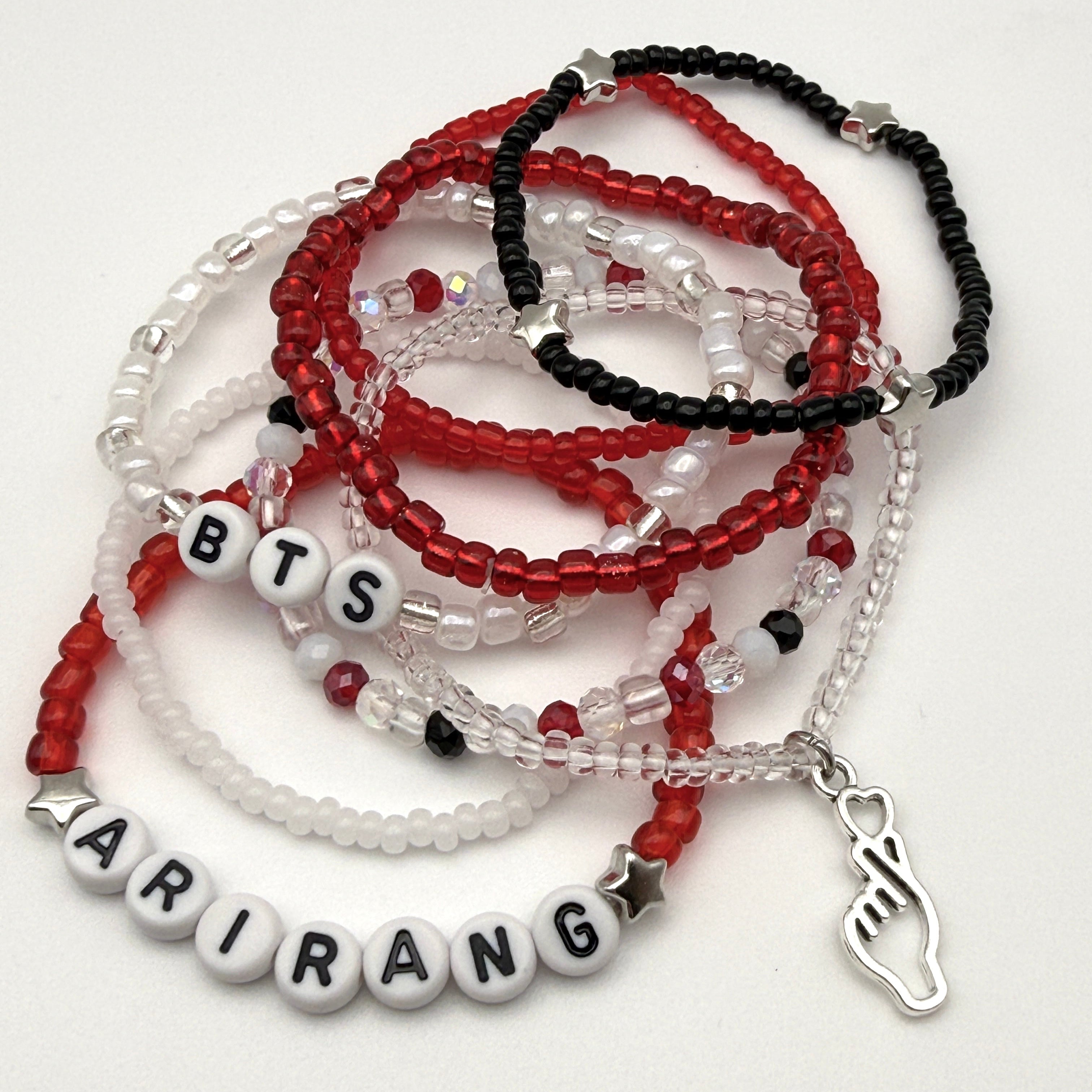 BTS Arirang Inspired Stack Seed Bead Elastic Bracelets (Army, Arirang Themed)