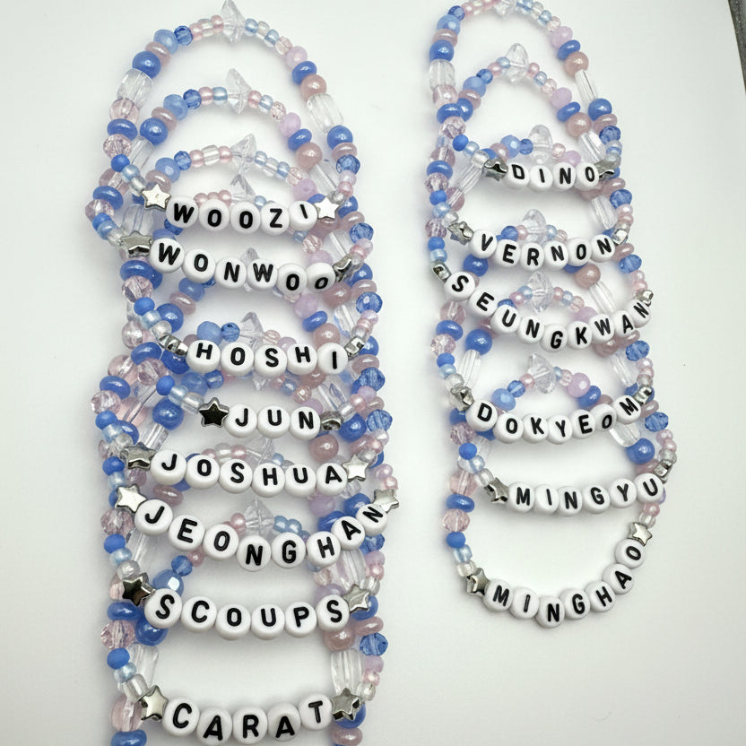 Seventeen Tour Inspired Friendship Bracelet, Seed Bead Crystal Bracelet, Pink Blue