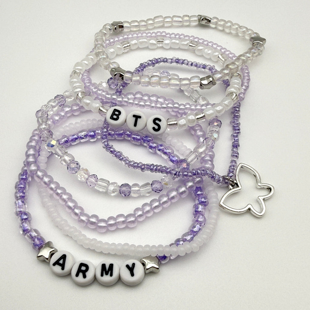 BTS Arirang Inspired Stack Seed Bead Elastic Bracelets (Army, Arirang Themed)