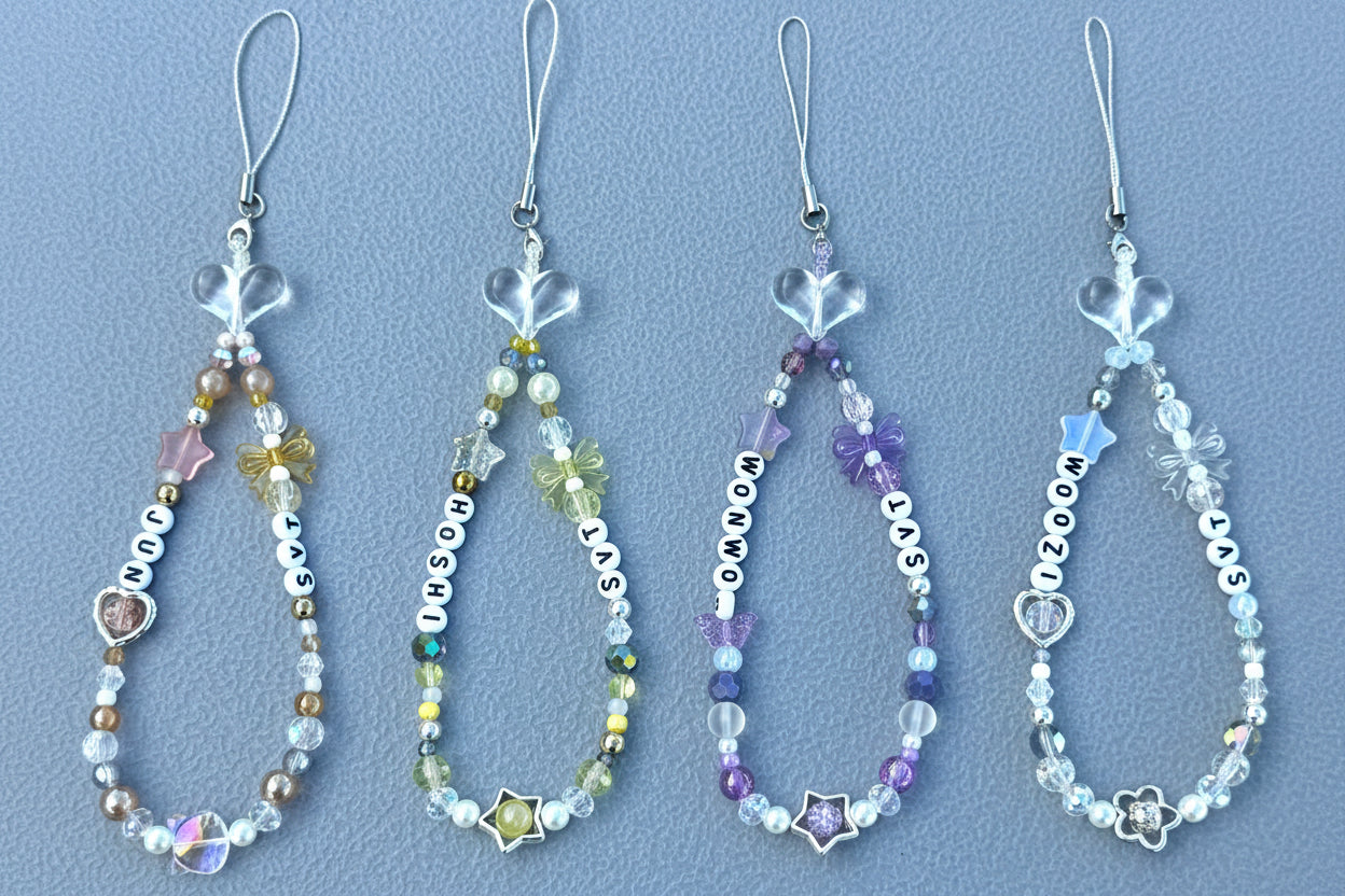 Kpop Bias Beaded Phone Charm lightstick charm, [Custom Name Keychain]