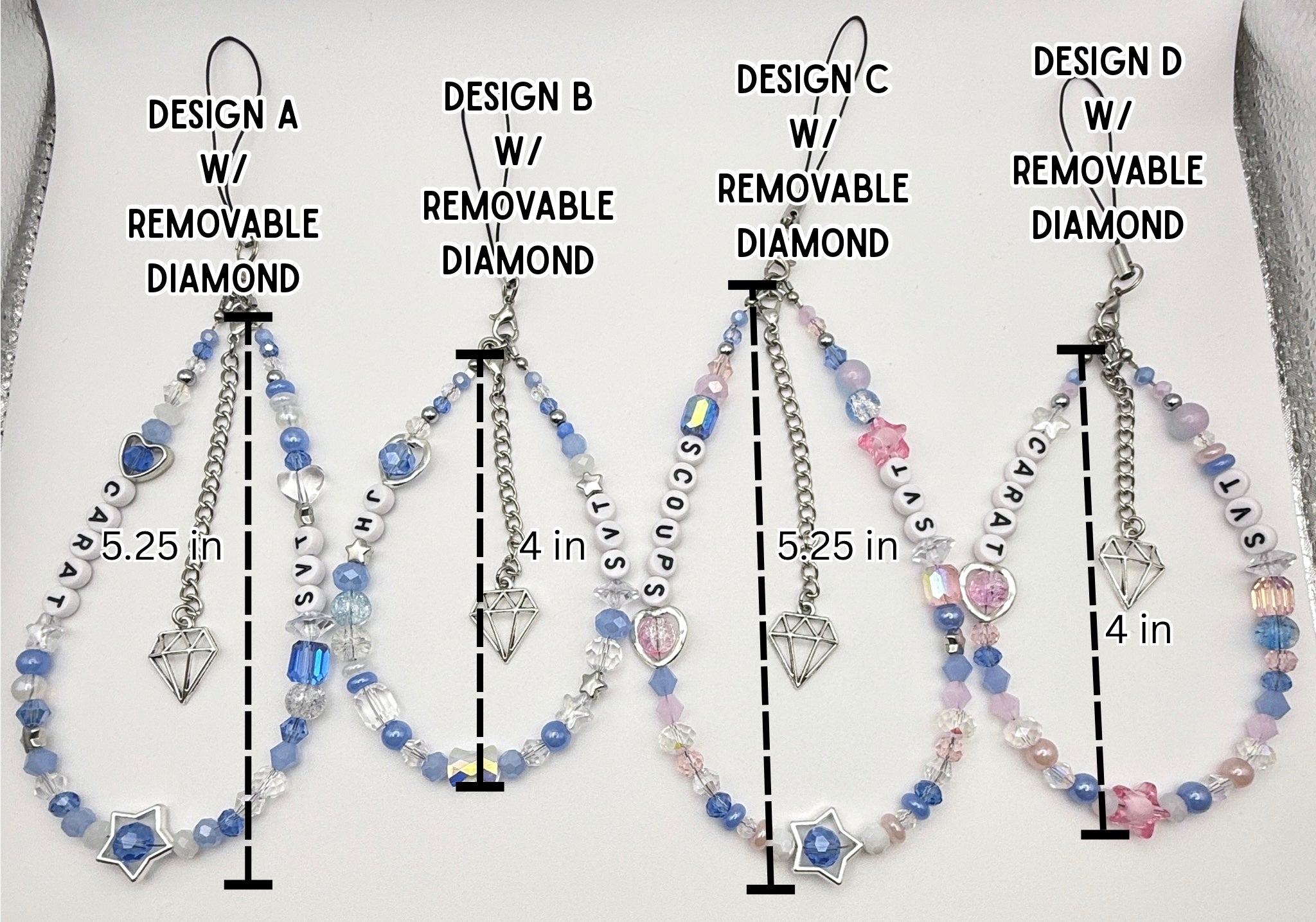 Seventeen Tour Inspired Wristlet Charm - Kpop Light Stick Keychain, Removable Diamond