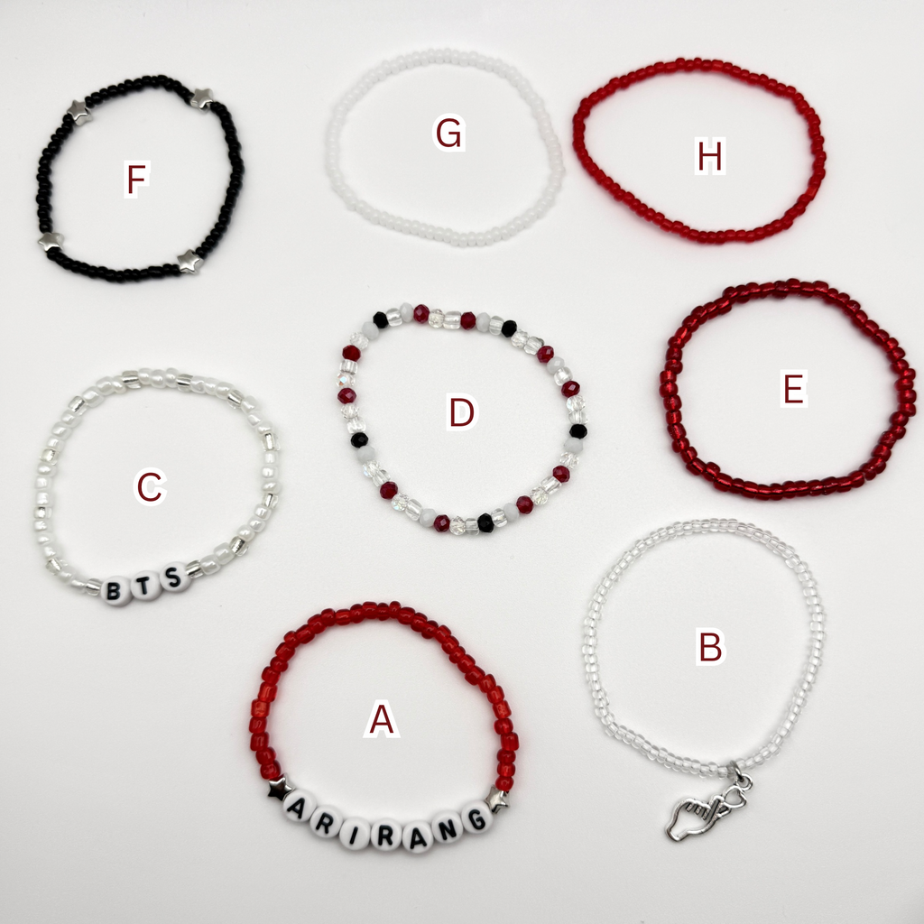 BTS Arirang Inspired Stack Seed Bead Elastic Bracelets (Army, Arirang Themed)