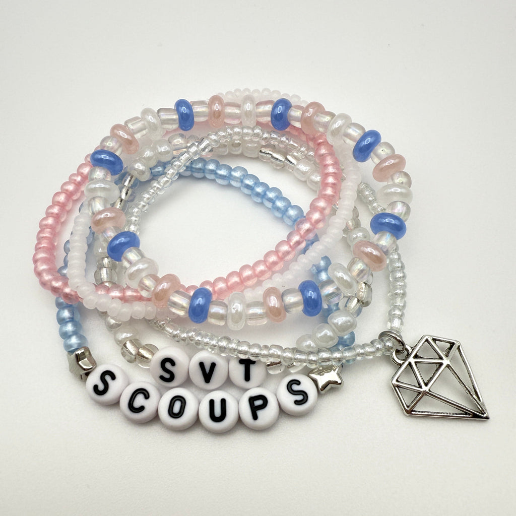 Seventeen Inspired Seed Bead Bracelet, Elastic Stack Friendship Bracelet