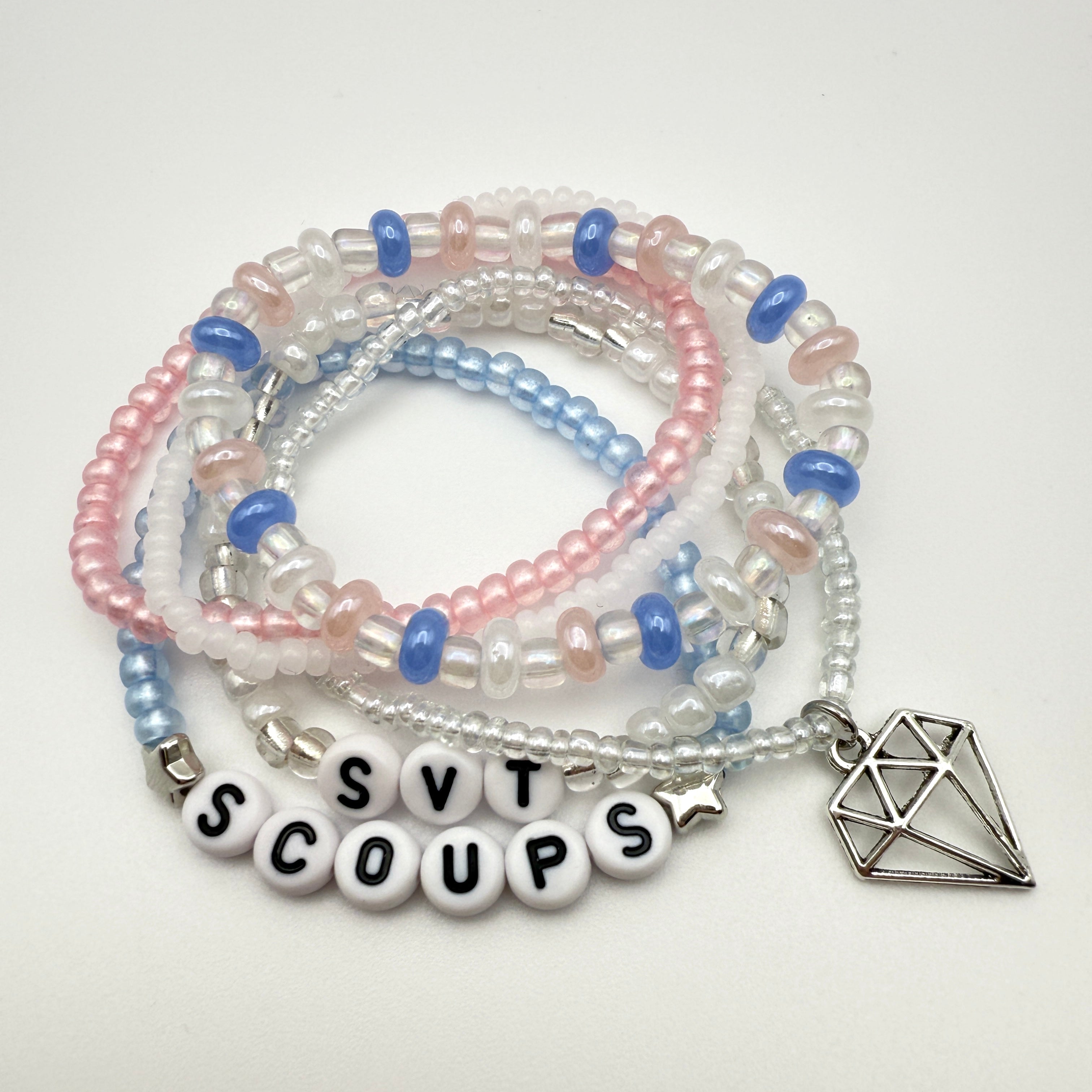 Seventeen Inspired Seed Bead Bracelet, Elastic Stack Friendship Bracelet