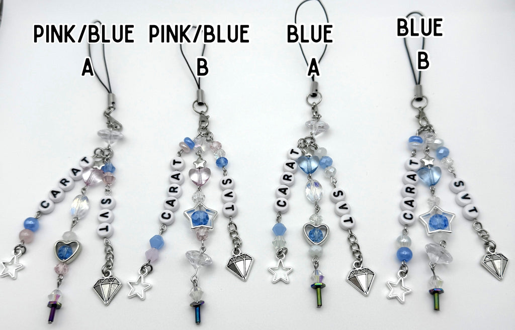 Seventeen Inspired phone charm keychain - pink/blue