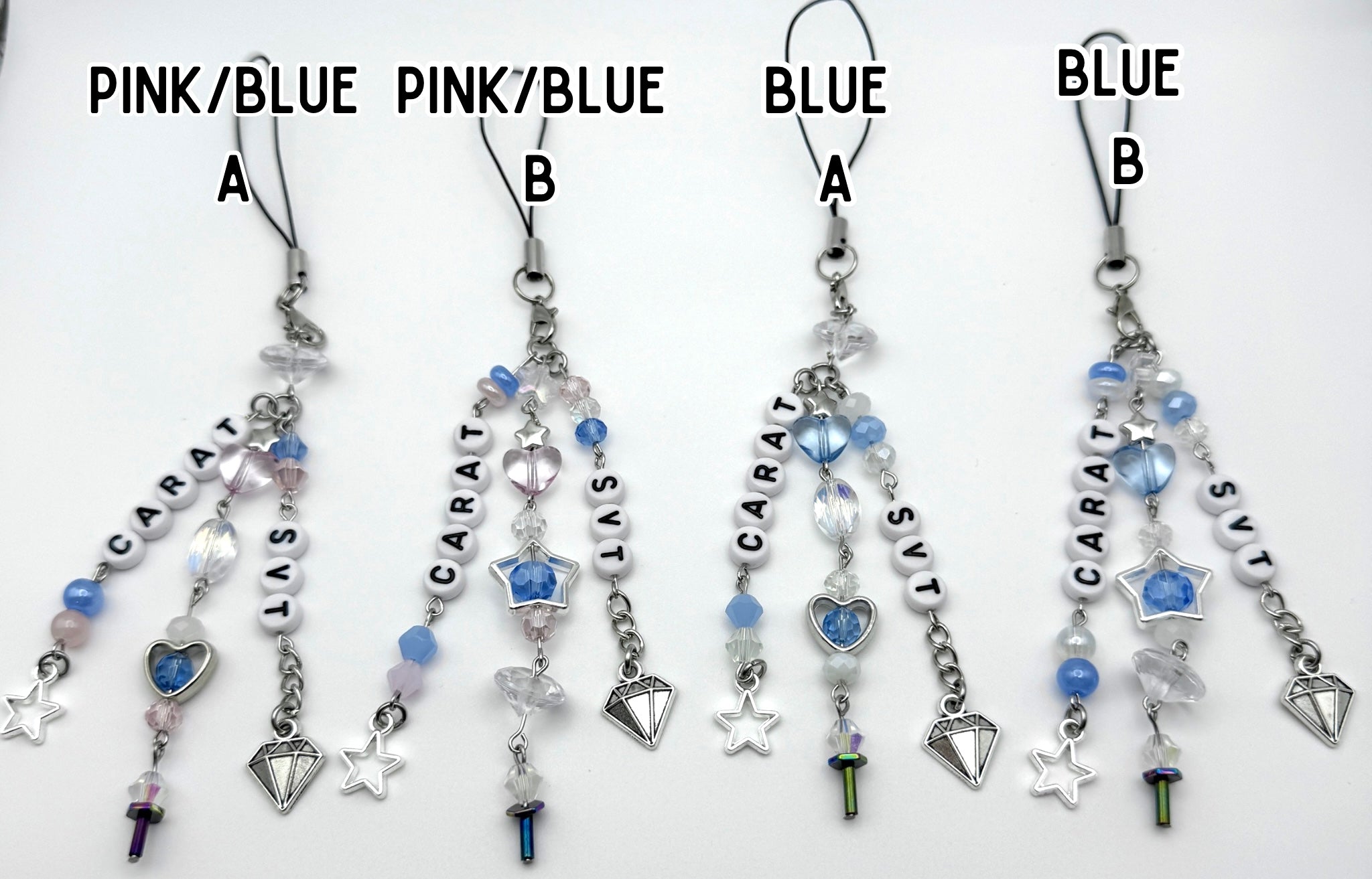 Seventeen Inspired phone charm keychain - pink/blue
