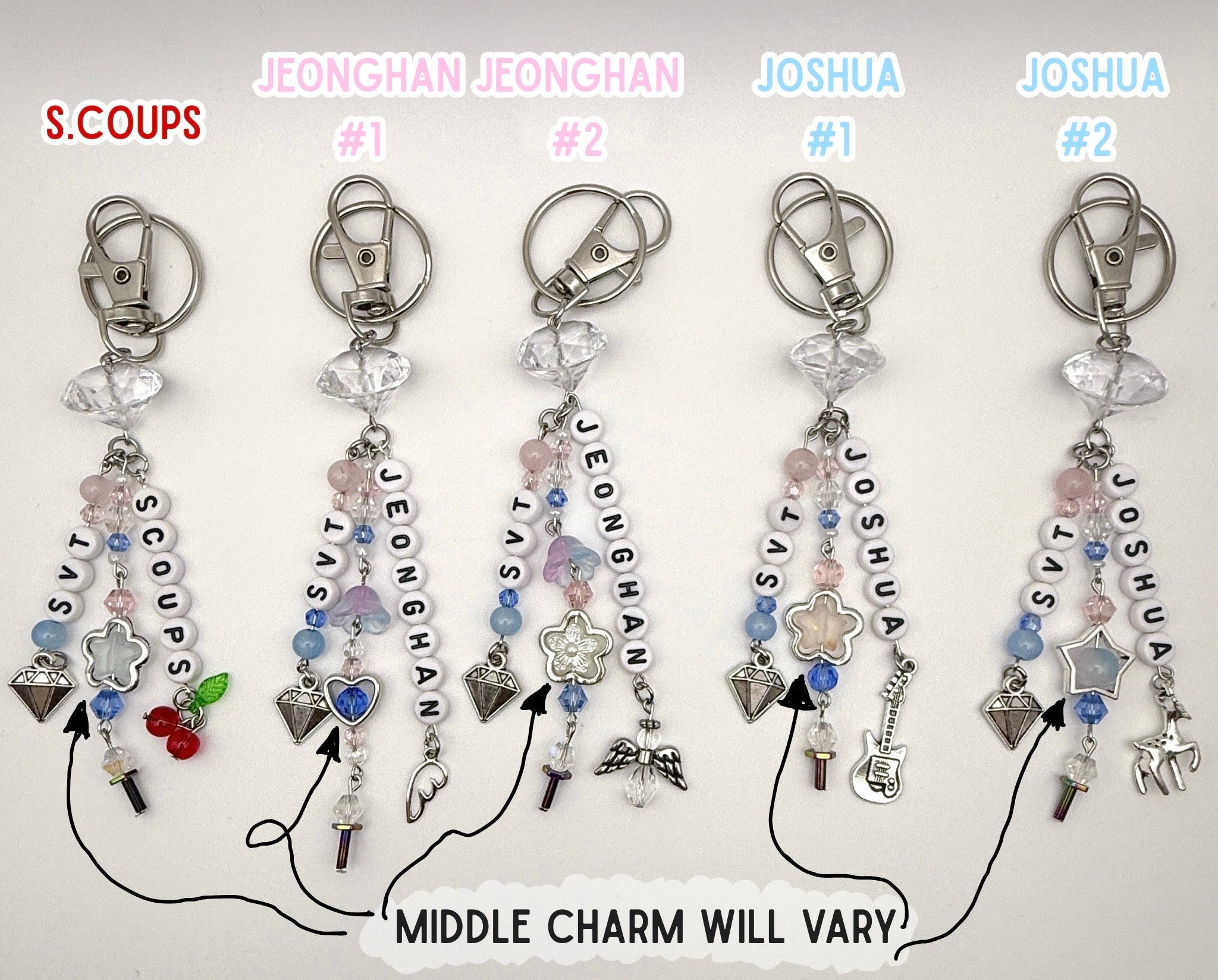 Seventeen Bias keychain/phone charm- Rose quartz and Serenity blue themed