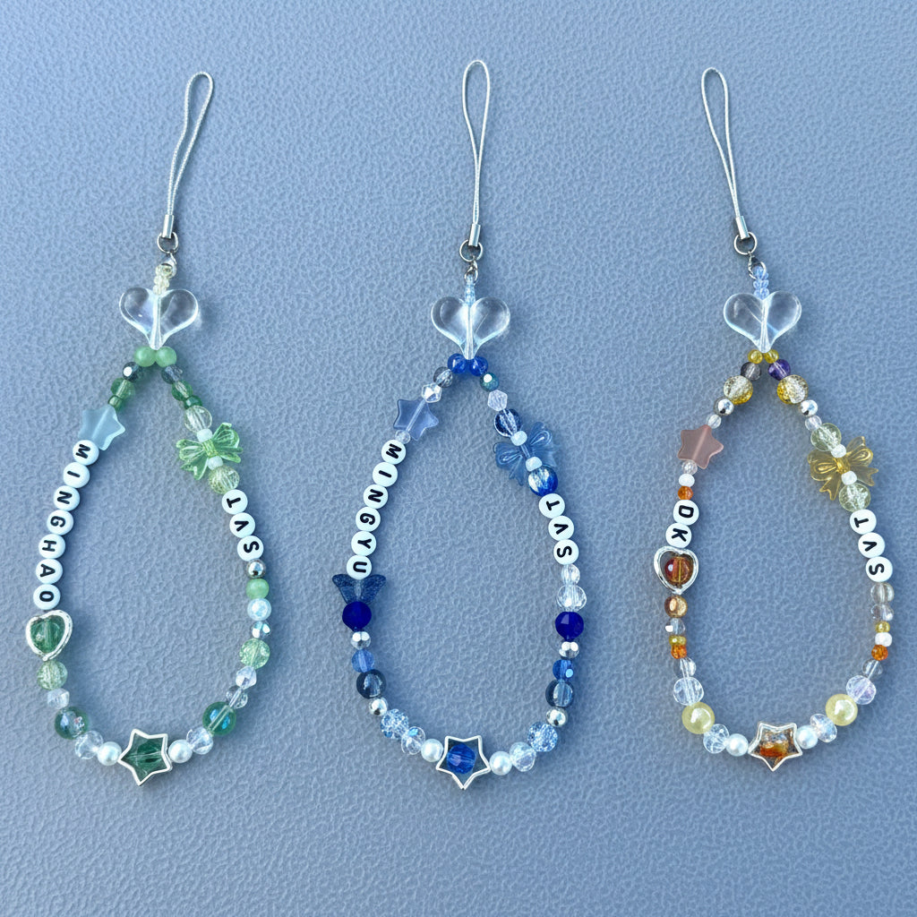 Kpop Bias Beaded Phone Charm lightstick charm, [Custom Name Keychain]