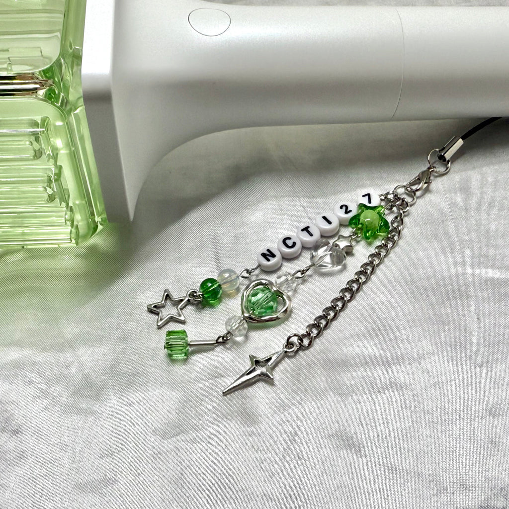 NCT 127, U, Wish, Dream, WayV light stick/ phone charm/ keychain - green/white