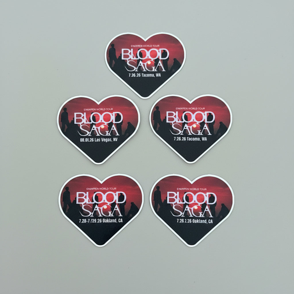 ENHYPEN Blood Saga Die Cut, Vinyl Laminated North America Tour Stop Stickers (Bulk Order)