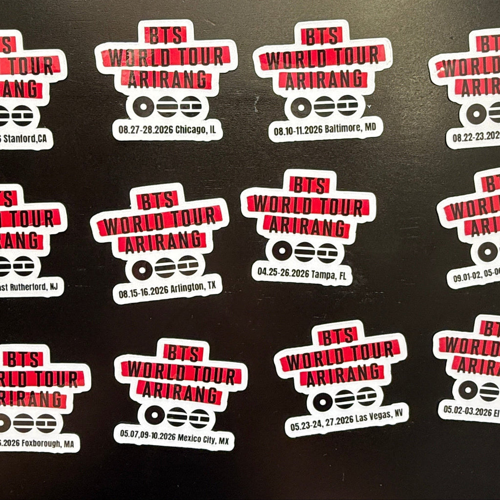 BTS Arirang Themed Die Cut, Vinyl Laminated North America Tour Stop Stickers (Bulk Order)