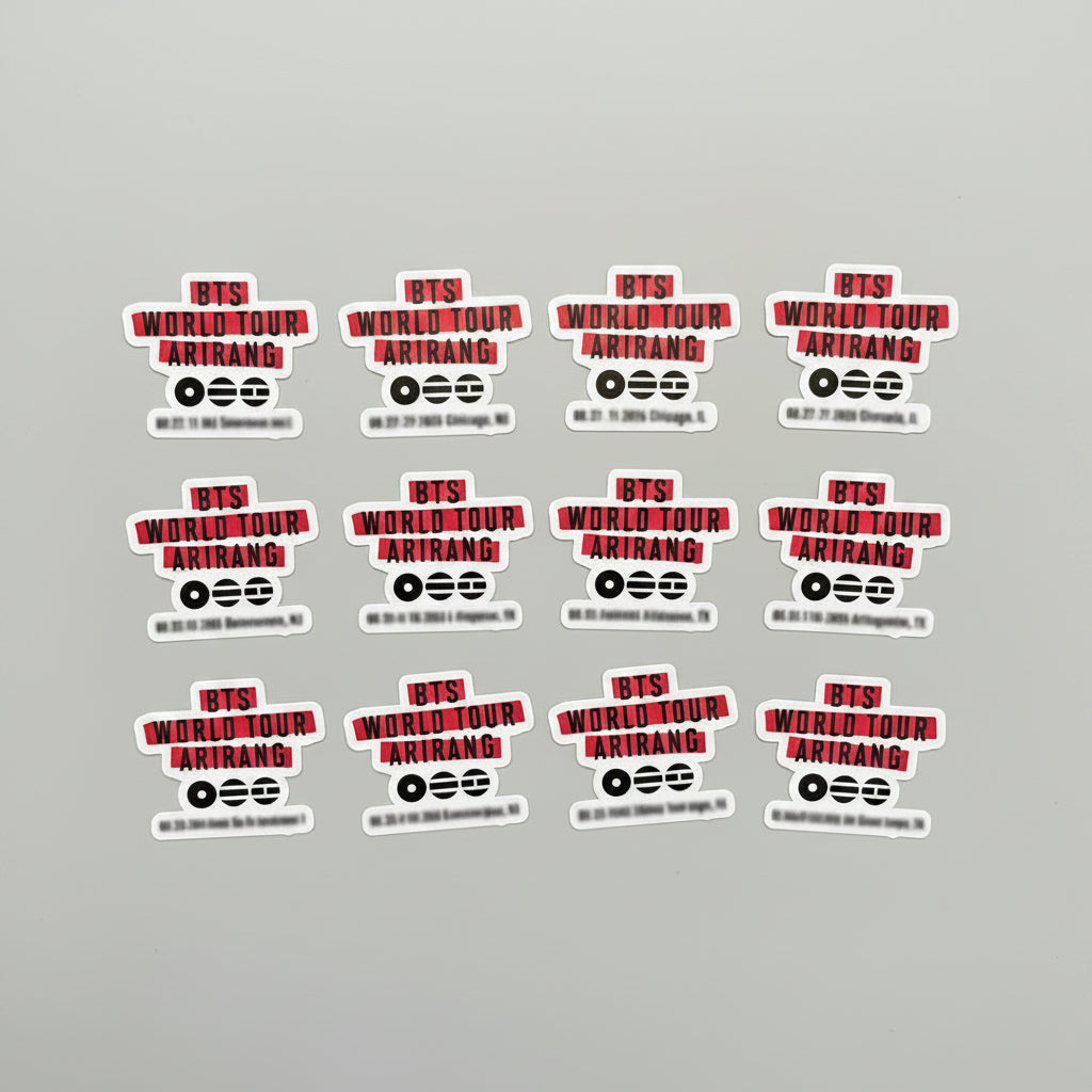 BTS Arirang Themed Die Cut, Vinyl Laminated North America Tour Stop Stickers (Bulk Order)