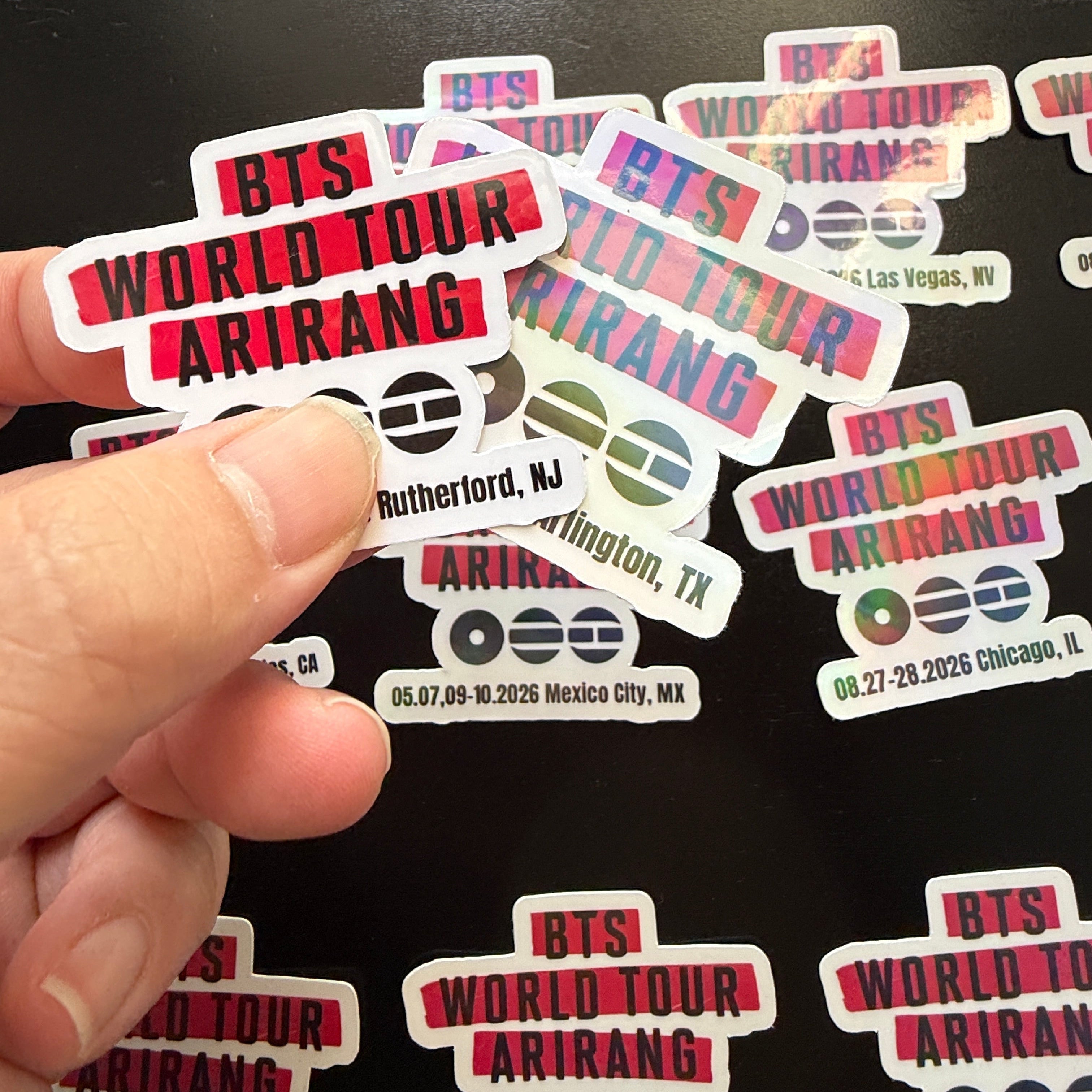 BTS Arirang Themed Die Cut, Vinyl Laminated North America Tour Stop Stickers (Bulk Order)