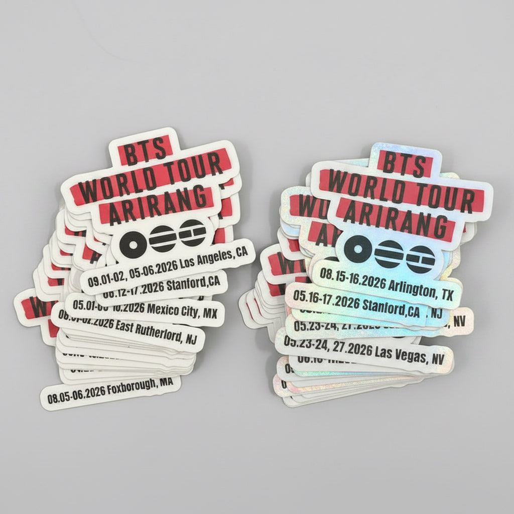BTS Arirang Themed Die Cut, Vinyl Laminated North America Tour Stop Stickers (Bulk Order)