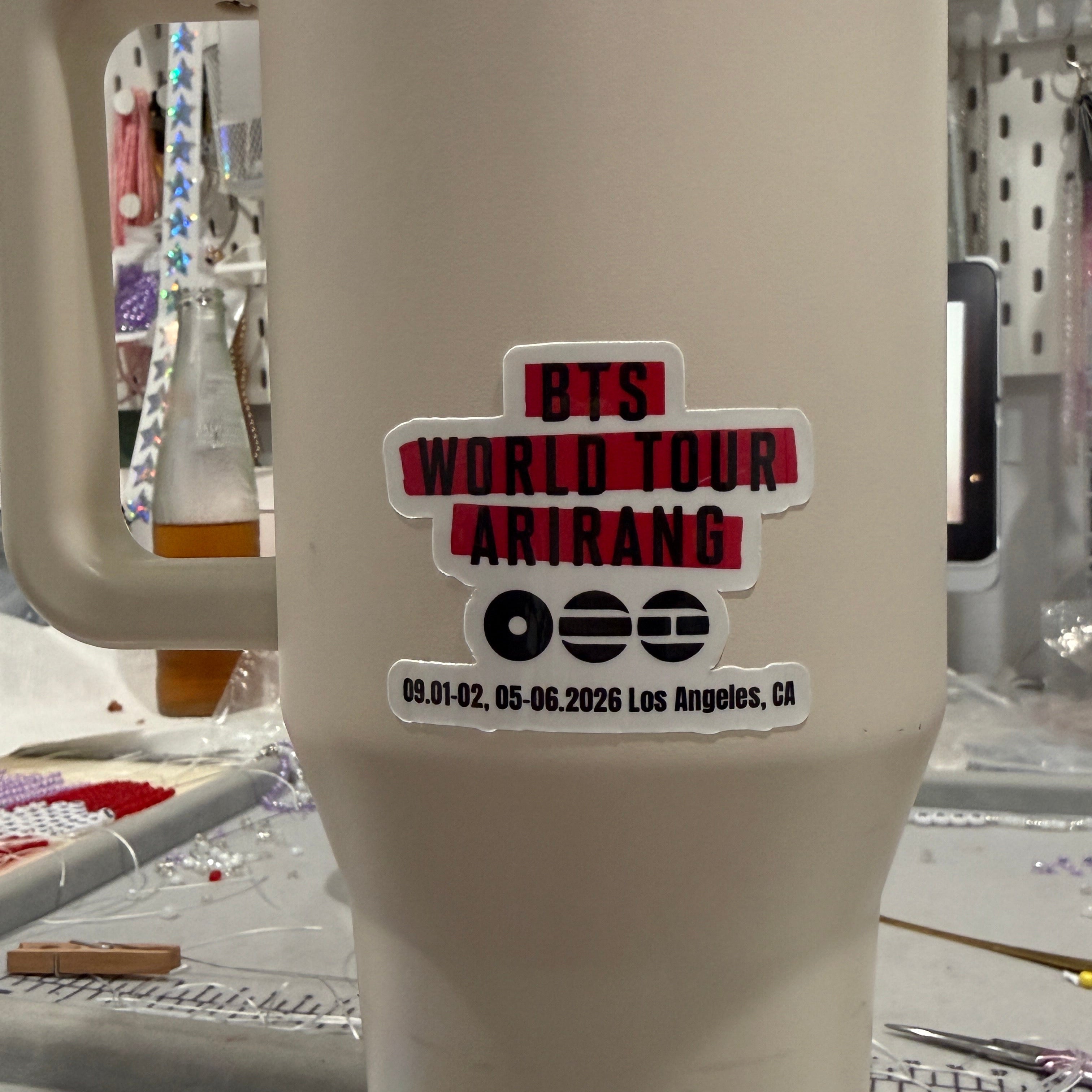 BTS Arirang Themed Die Cut, Vinyl Laminated North America Tour Stop Stickers (Bulk Order)