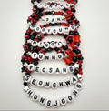 Ateez Atiny Inspired Beaded Crystal Red, Black Bias Bracelets