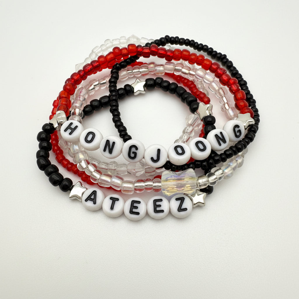 Ateez Atiny Inspired Beaded Elastic Stack Bracelets