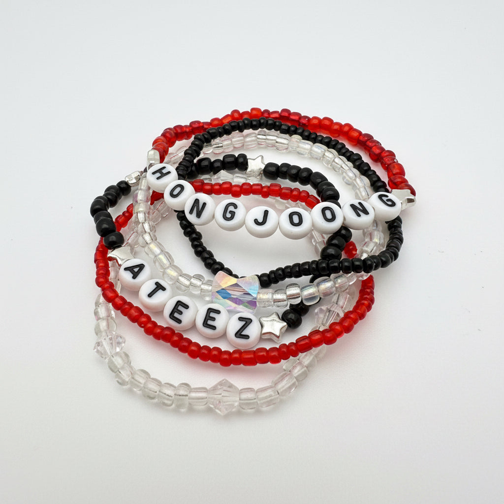 Ateez Atiny Inspired Beaded Elastic Stack Bracelets