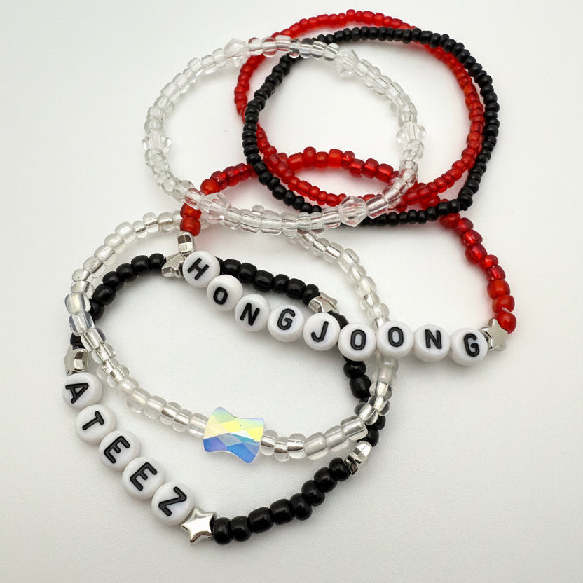 Ateez Atiny Inspired Beaded Elastic Stack Bracelets